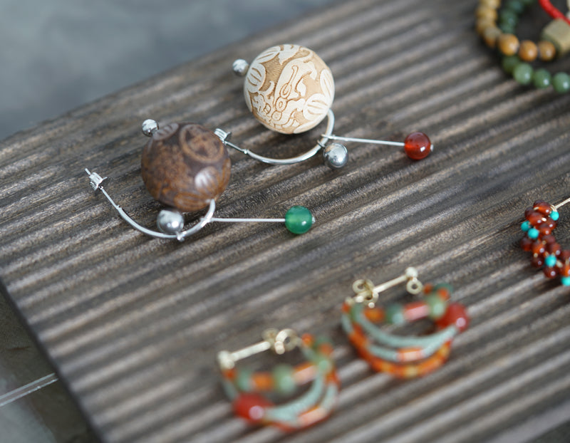 HANDMADE WOODEN GLOBE EARRINGS