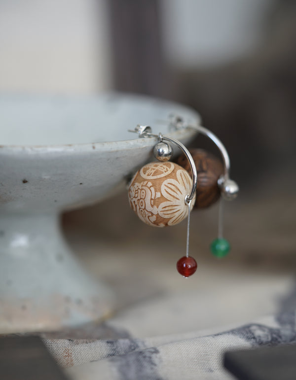 HANDMADE WOODEN GLOBE EARRINGS