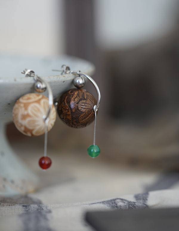 HANDMADE WOODEN GLOBE EARRINGS