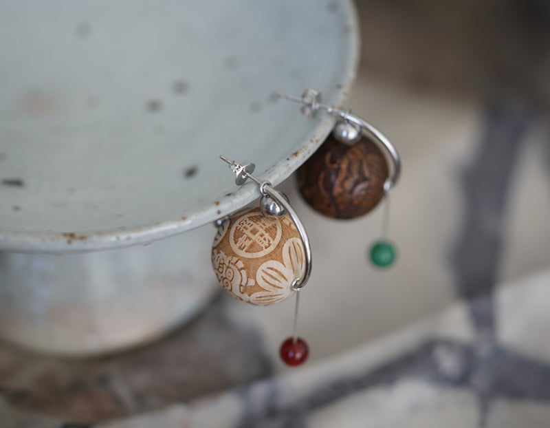 HANDMADE WOODEN GLOBE EARRINGS